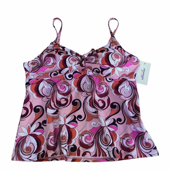 Swimsuits for All Tankini Pink Floral Retro 16 C/D - Picture 1 of 8